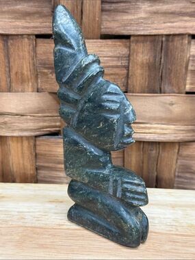 Hand-Carved Soapstone Green Stone Tribal Figurine Sculpture
